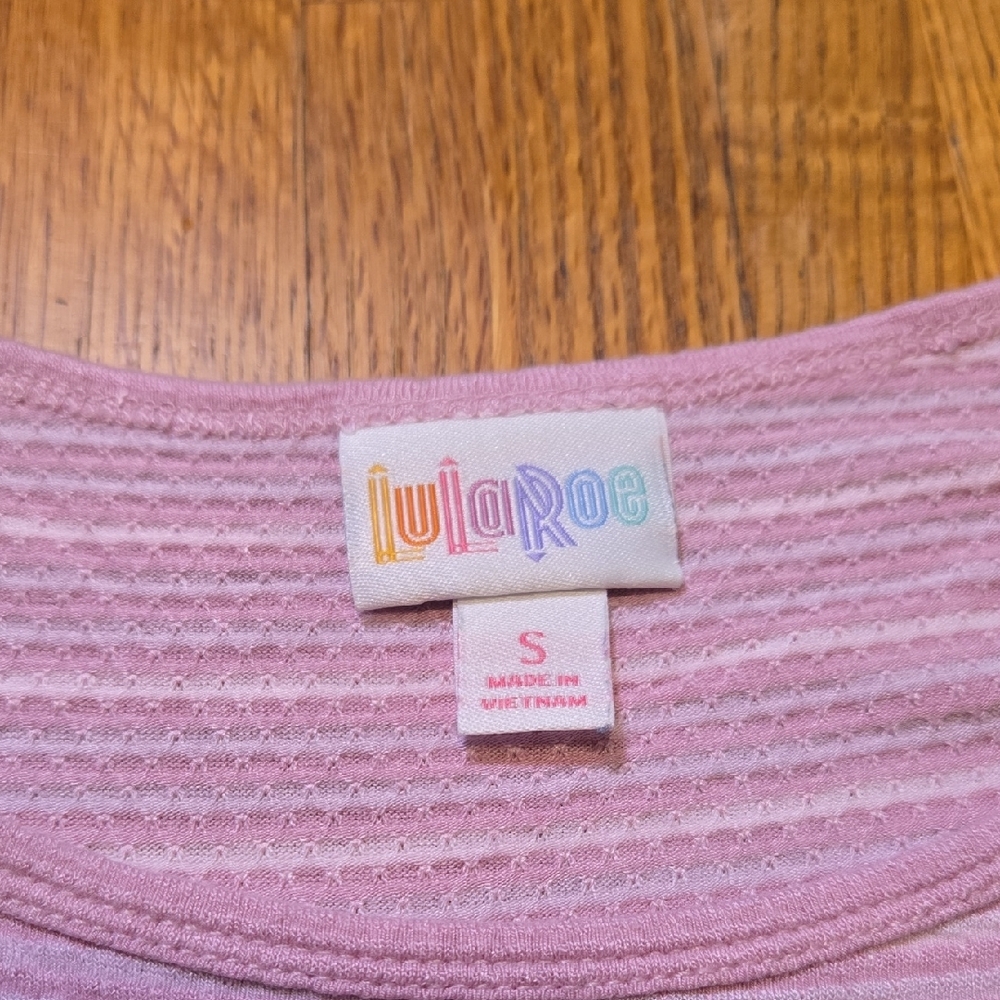 LuLaRoe Women Small Irma Pink Textured Stripe Hi-Lo Stretch Oversized‎ Tunic - Picture 2 of 7